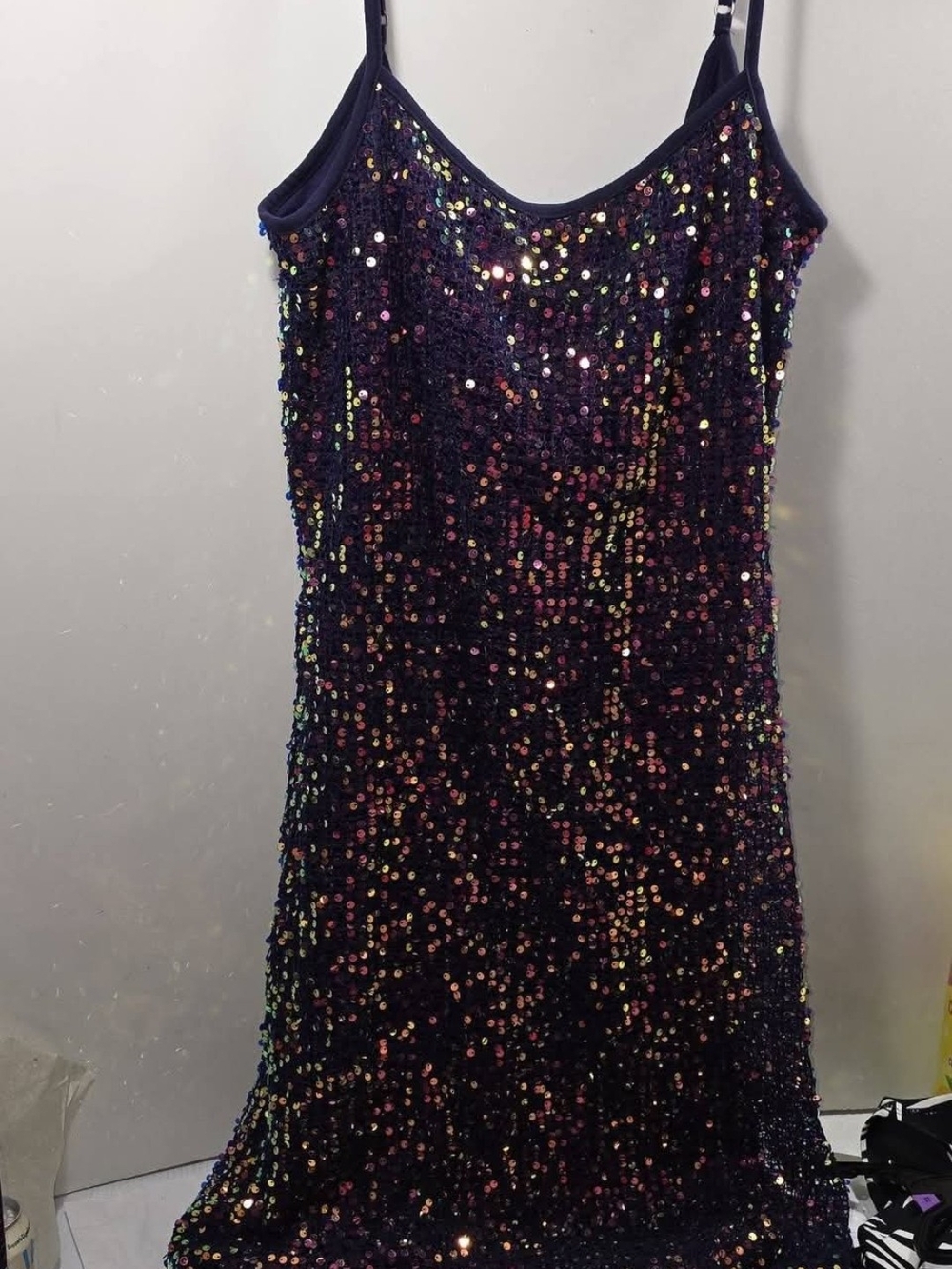 Women's Wild Fable Purple Sequin Spaghetti-Strap Long Dress
